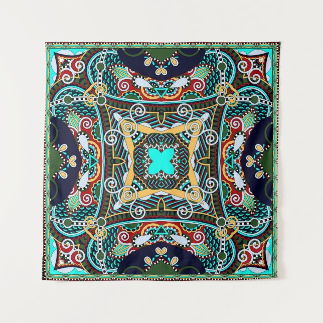 silk neck scarf or kerchief square pattern design  tapestry (Front)