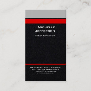Silk Professional Modern Grey Red Black Business Card