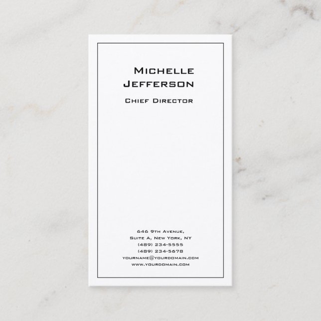 Silk Professional Modern Minimalist White Business Card (Front)