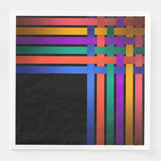 Silk ribbons lines black background pattern bright napkin (Front)