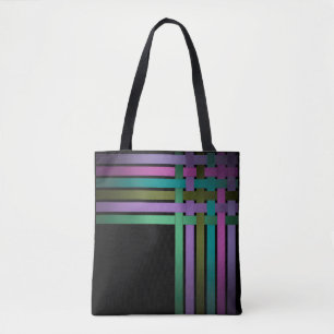 Silk ribbons lines black background pattern bright tote bag