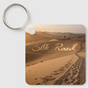 Silk Road Desert Landscape Typography Art Key Ring