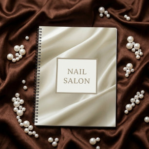 Silk satin beige personalized nail salon planner