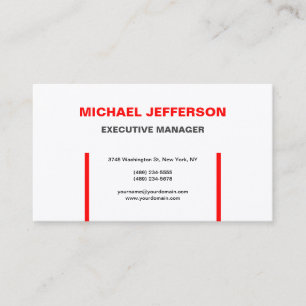 Silk Trendy Modern Elegant Simple Red White Business Card