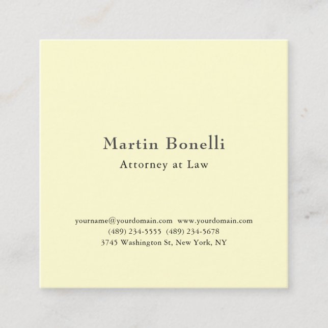 Silk Unique Classical Personalised Custom Cream Square Business Card (Front)