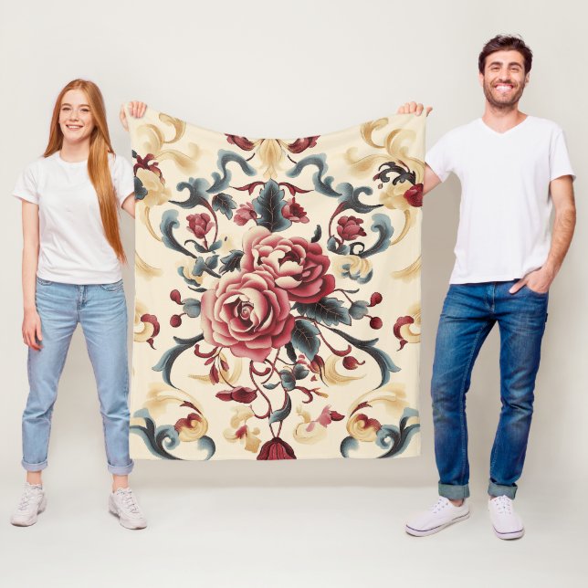 Silken Rose Dynasty Fleece Blanket (In Situ)