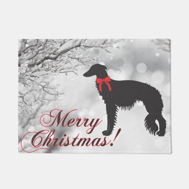 Silken Windhound Christmas  Doormat (Front)