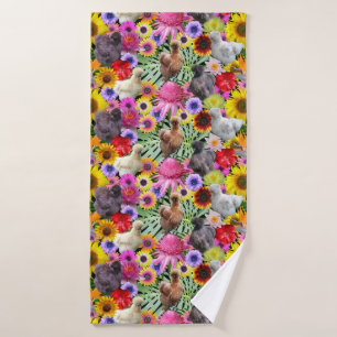 Silkie Bantam Chicken Daisy Tropical Flowers Bath Towel
