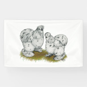Silkie Bantam Splash Chickens Banner