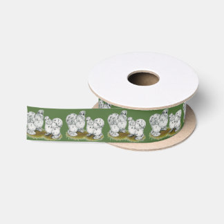 Silkie Bantam Splash Chickens Satin Ribbon