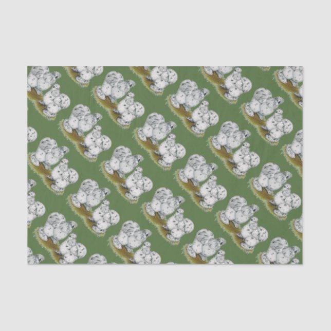 Silkie Bantam Splash Chickens Tissue Paper (Front)