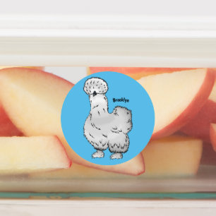 Silkie chicken cartoon illustration 