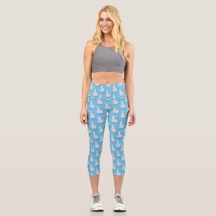 Silkie chicken cartoon illustration  capri leggings
