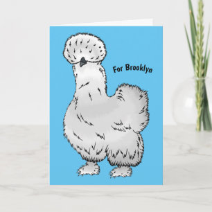 Silkie chicken cartoon illustration card