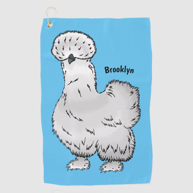 Silkie chicken cartoon illustration  golf towel (Front)