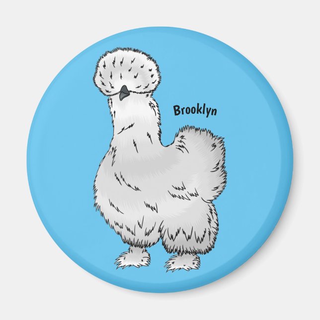 Silkie chicken cartoon illustration magnet (Front)