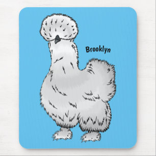 Silkie chicken cartoon illustration  mouse pad