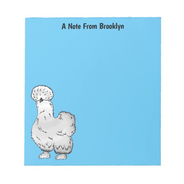 Silkie chicken cartoon illustration  notepad (Front)