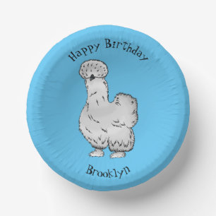 Silkie chicken cartoon illustration paper plate