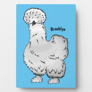 Silkie chicken cartoon illustration plaque