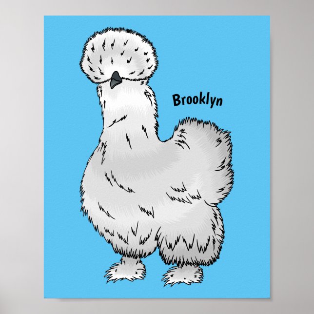 Silkie chicken cartoon illustration  poster (Front)