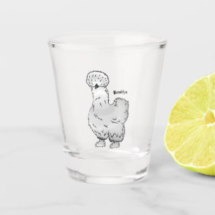 Silkie chicken cartoon illustration shot glass