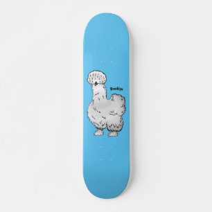Silkie chicken cartoon illustration skateboard