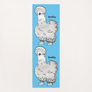 Silkie chicken cartoon illustration  yoga mat