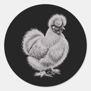 Silkie Chicken Drawing Art Design  Classic Round Sticker