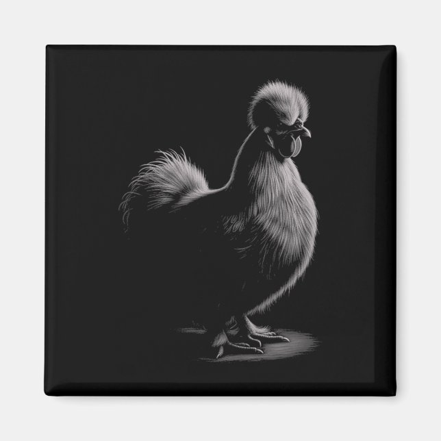 Silkie Chicken Drawing  Magnet (Front)