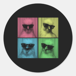 Silkie Chicken Funny Pop Art Farm Animal Lover Pho Classic Round Sticker