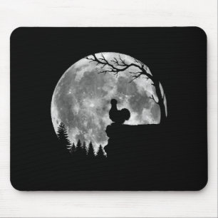 Silkie Chicken Moon Silhouette Funny Lazy Hallowee Mouse Pad