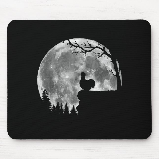 Silkie Chicken Moon Silhouette Funny Lazy Hallowee Mouse Pad (Front)
