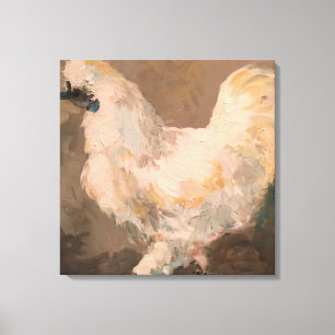 Silkie Chicken Stretched Canvas Painting by Jac Print