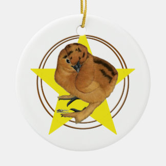Silkie Red Chick Star Ceramic Tree Decoration