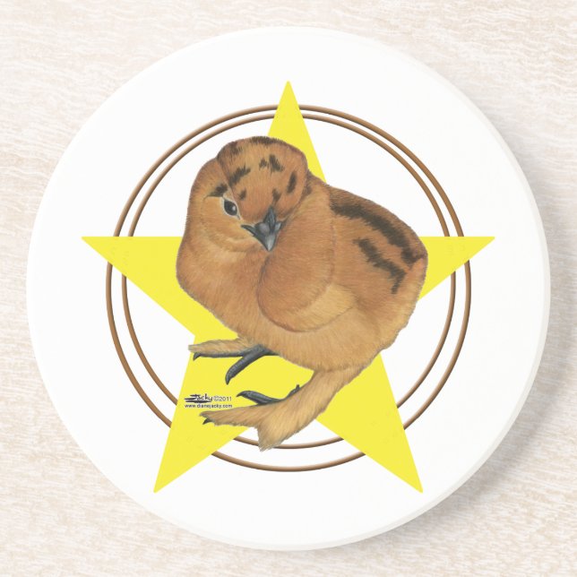 Silkie Red Chick Star Coaster (Front)