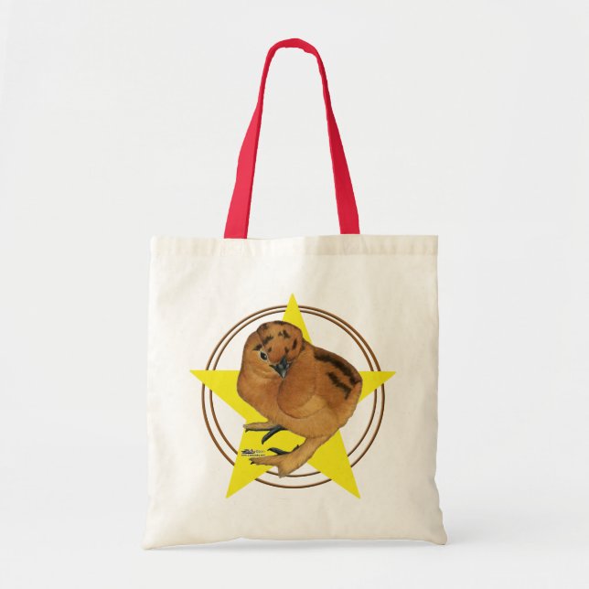 Silkie Red Chick Star Tote Bag (Front)