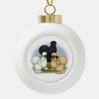 Silkie Trio Ceramic Ball Christmas Ornament