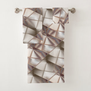 Silky beige with shapes looking relief or depth th bath towel set