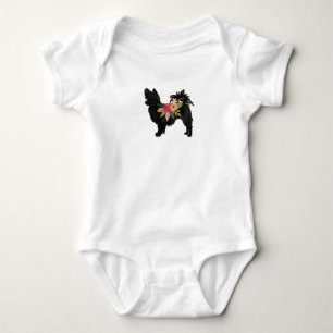 Silky Chihuahua Dog Breed Boho Floral Silhouette Baby Bodysuit