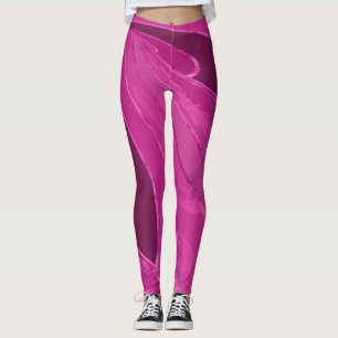 Silky curved lines abstract in pink leggings