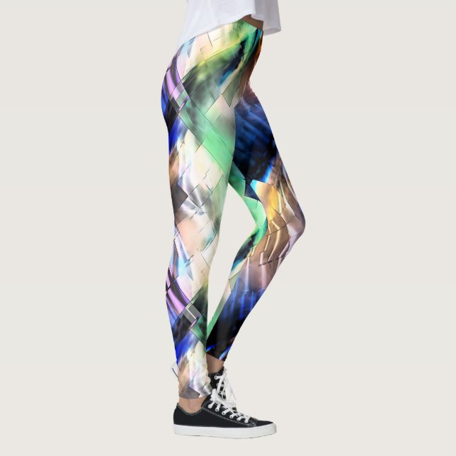 Silky floating of colours in soft abstract mosaic  leggings (Right)