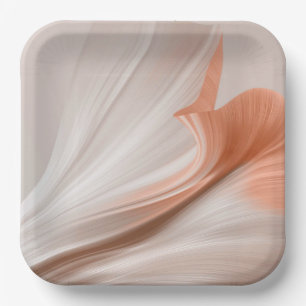 Silky Furl Touch of Peach Paper Plate