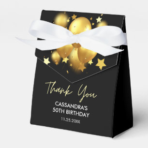 Silky Golden Balloons Stars Black Birthday Favour Box