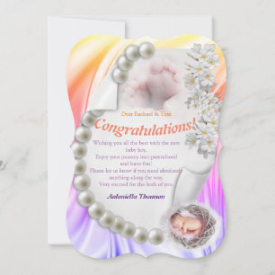Silky Ivory Pearl Baby Congrats card