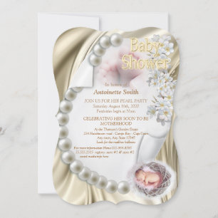 Silky Ivory Pearl Baby Shower Invitation
