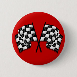 Silky looking Motorsport chequered flag gear 6 Cm Round Badge