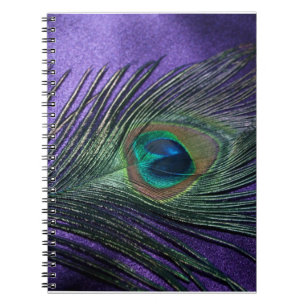 Silky Purple Peacock Feather Spiral Notebook