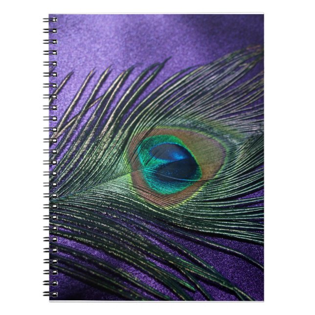 Silky Purple Peacock Feather Spiral Notebook (Front)