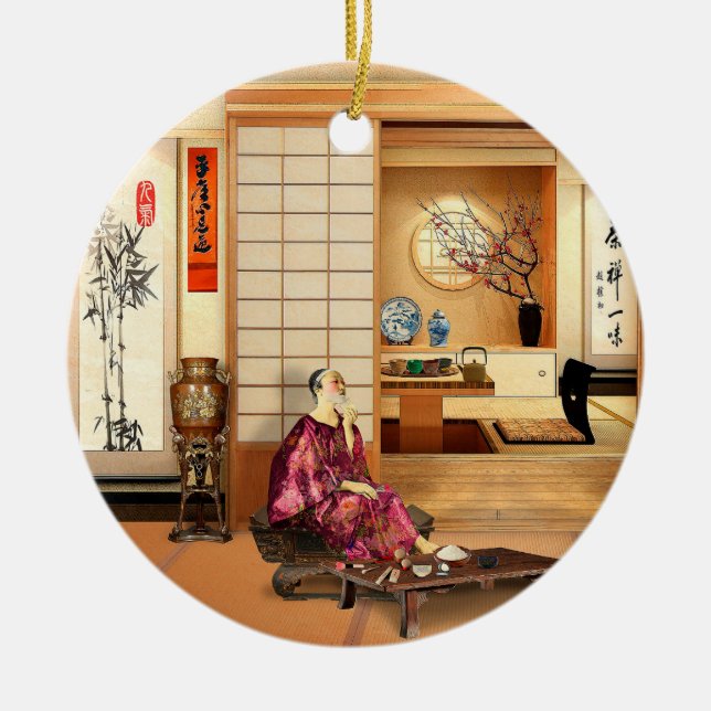 Silky Rice Powder Ceramic Tree Decoration (Front)